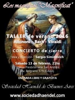 Sociedad Haendel de Buenos Aires: Taller de Verano 2016